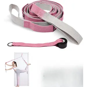 Stretching Strap Yoga Strap with Door Anchor, 14-Loops Non-Elastic Stretch Straps for Physical Therapy, Pilates, Dance, Gymnastics | Stretch Band with Workout Guide for Women & Men