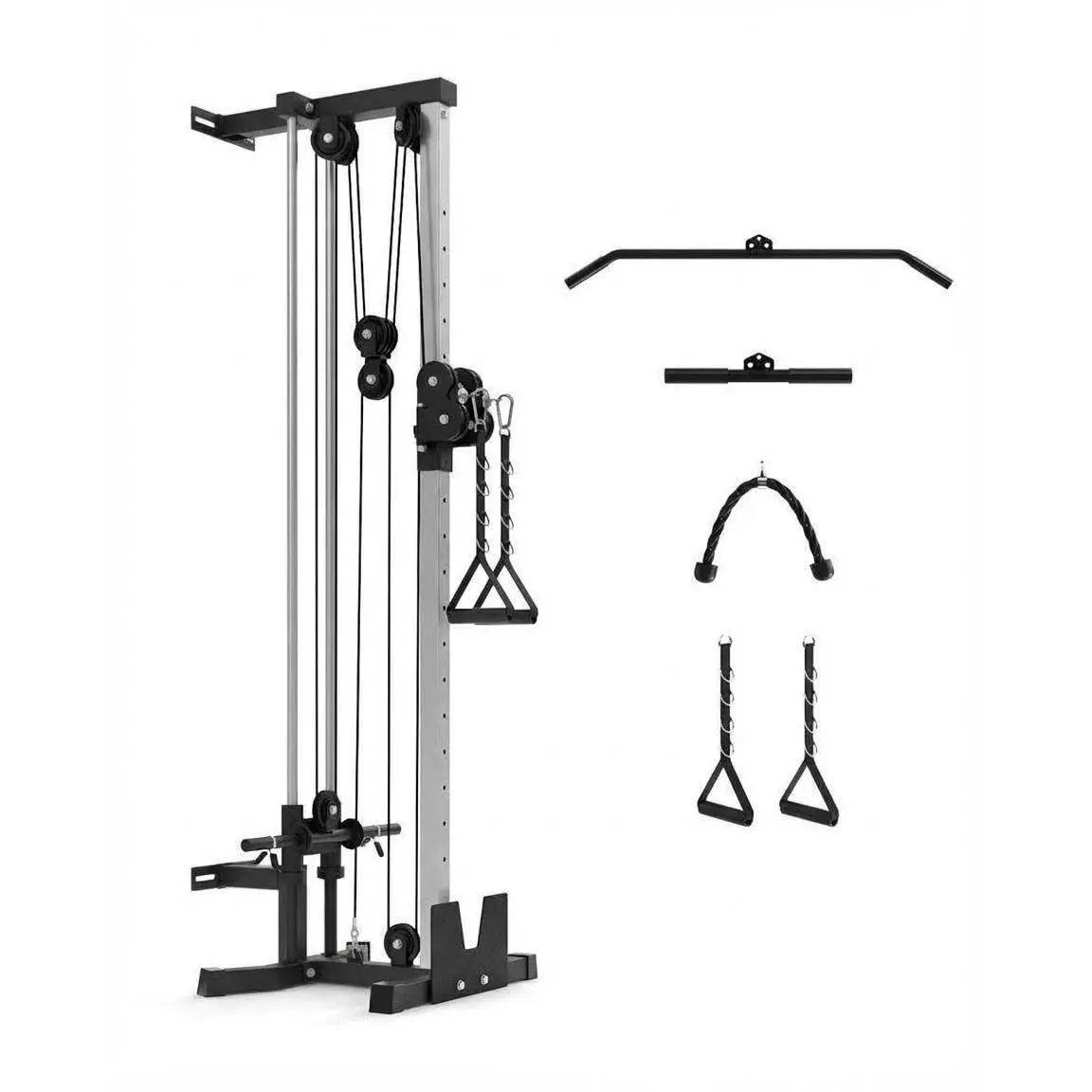 Wall Mounted Cable Crossover Machine for Small Home Gyms: 19-Position Dual Pulley System, LAT Pulldown & Row, 400lb Capacity, Commercial Quality Space Saving Design