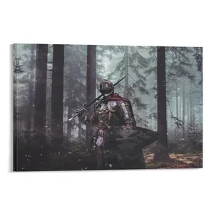 Medieval Knights Poster, Armored Warrior Canvas Wall Art. Home Decor for Bedroom, Aesthetic Art Prints And Decorations. Poster Canvas Wall Art For Bedroom Decor Bar Office Room Decor Gift