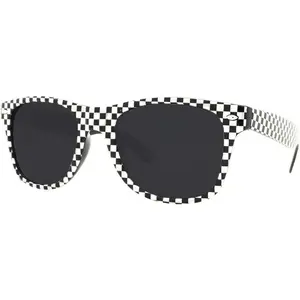 Classic Rectangular Sunglasses Polarized Lens Black Frame White Checker