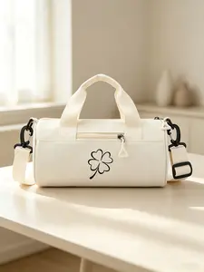 Stylish Four-leaf Clover Print Crossbody Bag, Multifunctional Lightweight Shoulder Bag. Multi-compartment Zipper Design, Versatile Mini Square Bag, Perfect for Commute, Travel & Holiday Gifts