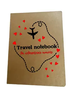Travel Notebook for Unforgettable Moments | Kraft Cover Travel Journal | Airplane Heart Design