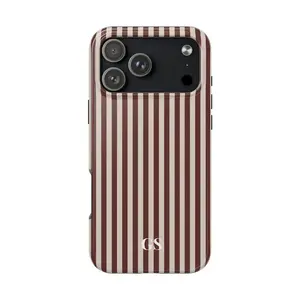 Personalized Brown Phone Case Custom Monogram iPhone Case Aesthetic Chocolate Striped Phone Case Summer Coastal Phone Case Preppy Phonecase gift for her men's cool gadgets iphone 17 pro max cases girls