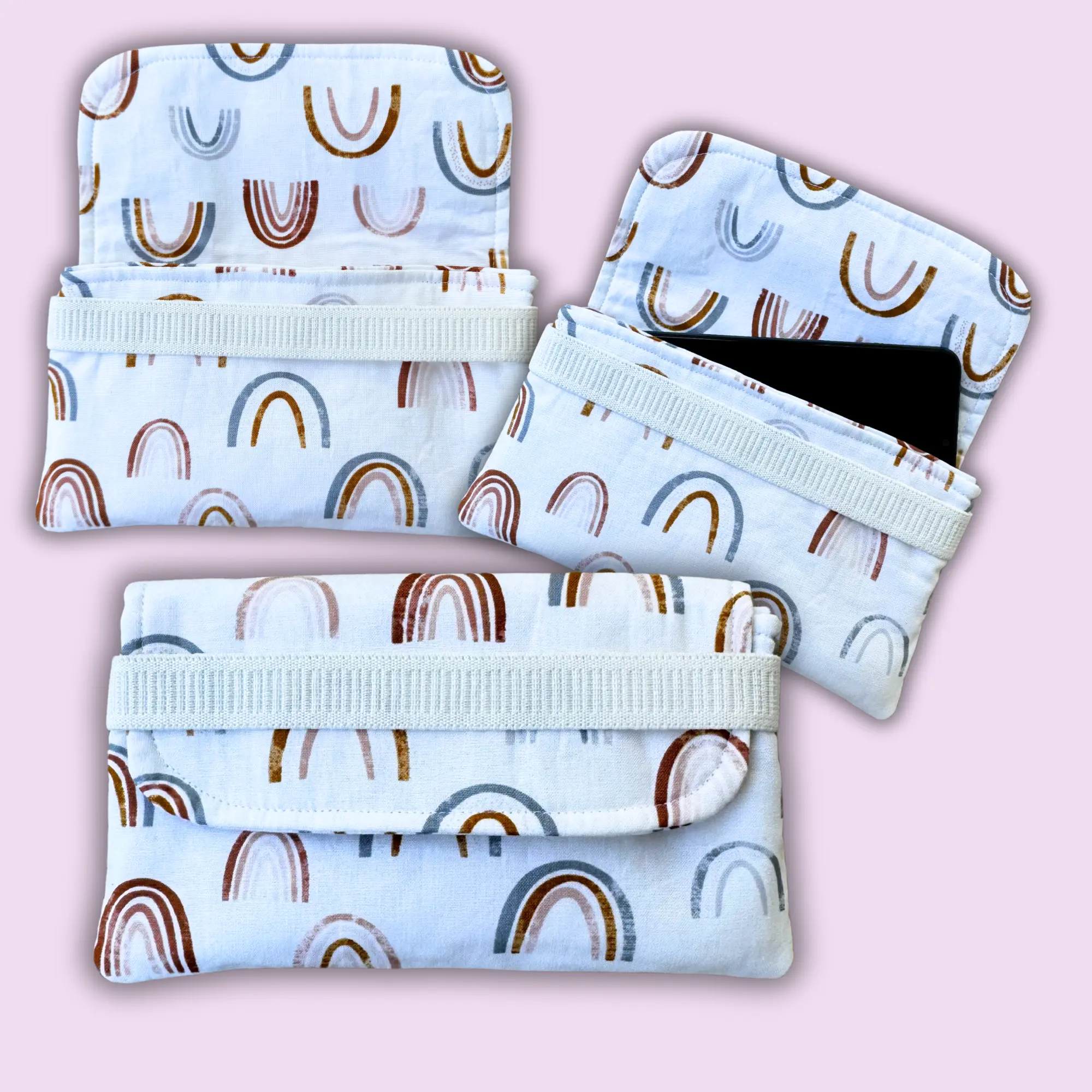 Handmade Padded Phone Sleeve, Cotton Made Case, Glasses Sleeve, Pencil Bag, Elastic Closed Pouch