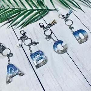 Seaside Beach Resin Initial Keychains