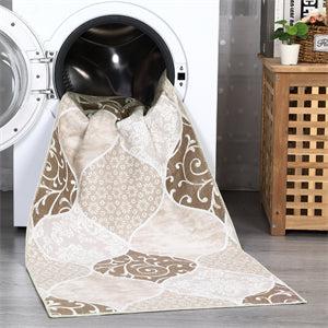 GARVEE Moroccan Area Rug: Ultra-Thin, Soft, Washable, Non-Slip Carpet for Living Room, Bedroom, Dining Room, Office; Sizes 5x7, 8x10, 9x12; Colors: Brown, Blue