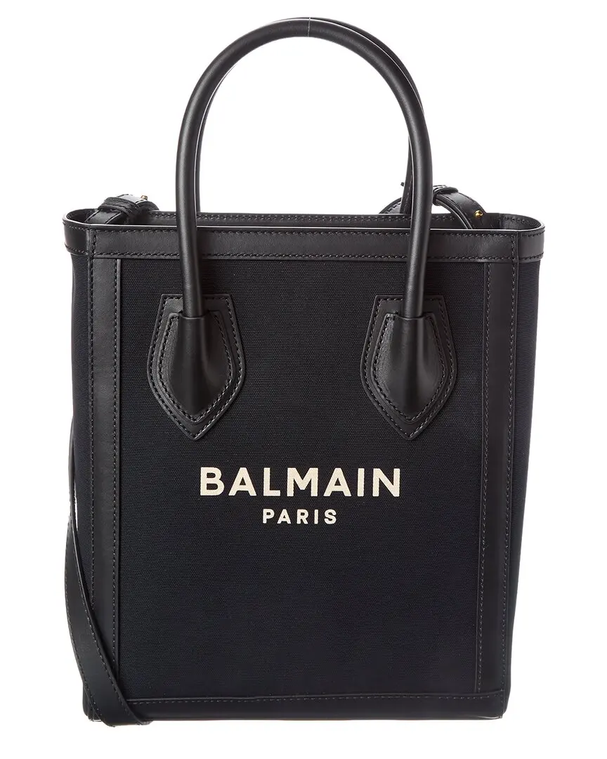 Balmain Logo Canvas & Leather Tote