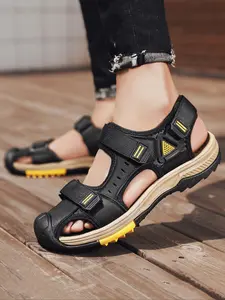 Men's Sporty Outdoor Beach Sandals, Casual Comfortable Outdoor Hiking Trail Sandal, Breathable Non-slip Sandals for Outdoor Activities, Adjustable Sandals