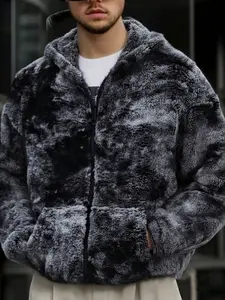 Autumn Winter Essential Casual Fleece Hooded Cardigan Jacket, Tie-Dye Fleece Fabric, Versatile Comfortable, Must-Have for European and American Fashionistas