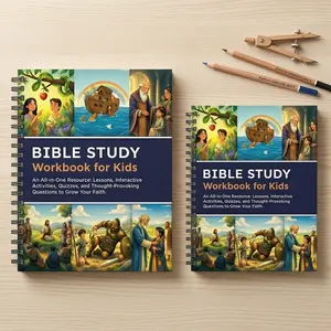 Kids Bible Study Workbook with Lessons, Fun Activities, and Creative Quizzes for Children's Faith Growth 2026