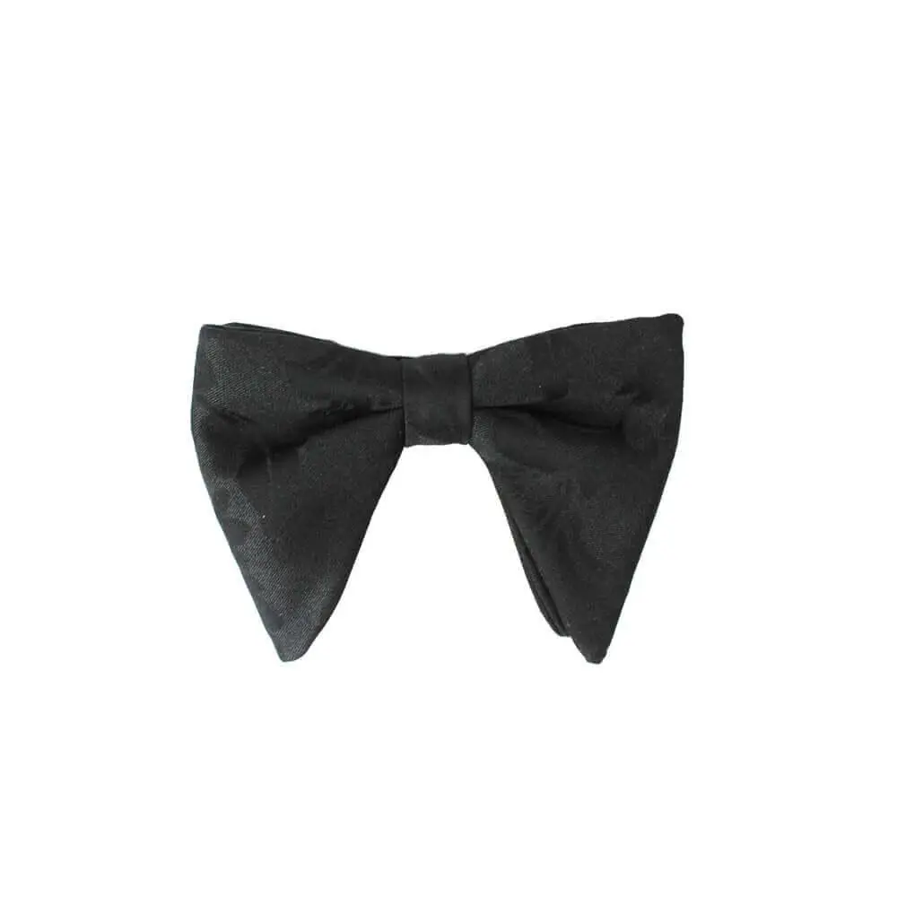 Mens Oversize Black Floral Bow Tie Adjustable Prom Wedding By AZARMAN
