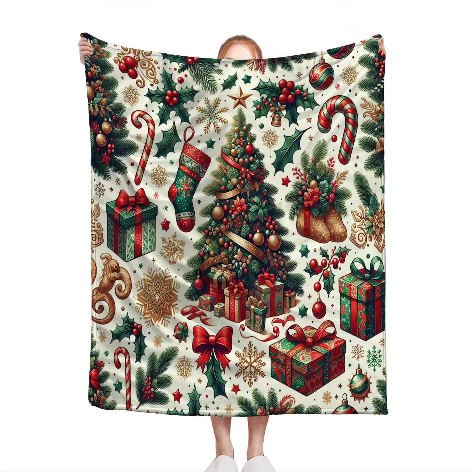 Christmas Themed Blanket, 1 Count Soft Warm Throw Blanket, Soft Warming Blanket, Lightweight Cozy Blanket, Holiday Blankets for Sofa Bed Use, Blanket for Couch, Santa Gifts, Christmas Gifts, Soft Throws Blanket, Microfiber Throw Blanket