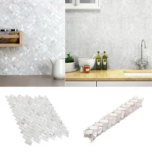 1/2/5/11 Pcs White Pearl Shell Mosaic Tiles, Herringbone Fish Scale Mosaic for Wall Decor - DIY Background Wall Tile for Bathroom, Kitchen Backsplash, Living Room