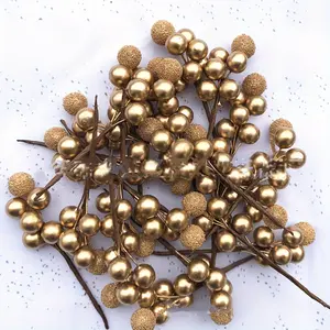 10pcs Festive Christmas Berry Garland: Golden and Silver Plastic Berries for Decorating - Perfect for Christmas Trees, Wreaths, and More, Party Decoration Supplies