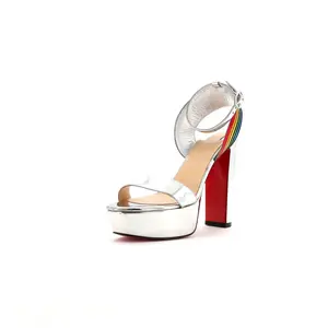 Pre-owned Christian Louboutin Women's Arkendisc Alta Platform Sandals Metallic Leather 130 by Rebag