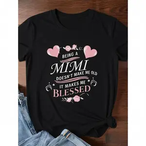 Women's Plus Size 'Being a Mimi' Graphic Tee - Soft Short Sleeve T-Shirt with Inspirational Quote, Pink & Black Design, Casual Comfort Fit, Ladies T Shirts