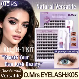 O.MRS K05 False Eyelash Kit – All-in-1 Cluster Lashes, 7-Day Wear, Natural Look, Soft & Lightweight, Bond & Seal Included, Easy Apply