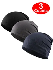 Solid Color Beanie Hats, Premium Quality Hats, Casual Mesh Breathable Quick-drying Outdoor Sports Hiking Camping Running Elastic Soft Skull Caps for Men & Women