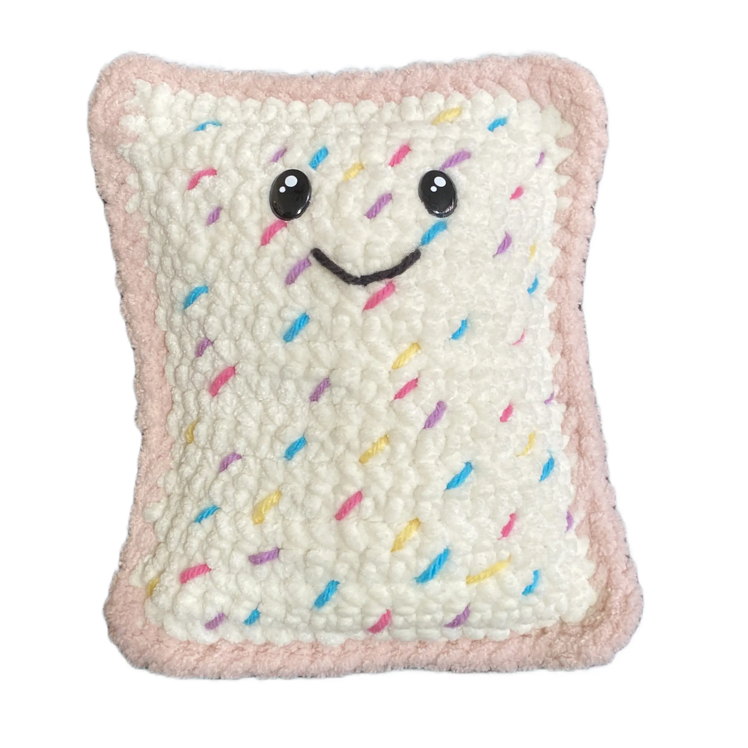 Crochet Strawberry Pastry Plush Handmade with Plush Polyester Yarn 6x5 Inches Soft Snuggly Companion with Sprinkles