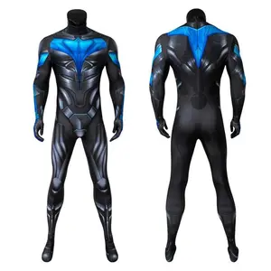 BlueNightCosplayWingCostumeZentaiSuit3DPrintedHalloweenSpandexBodysuitFancyDressHalloweenCostumesforMan