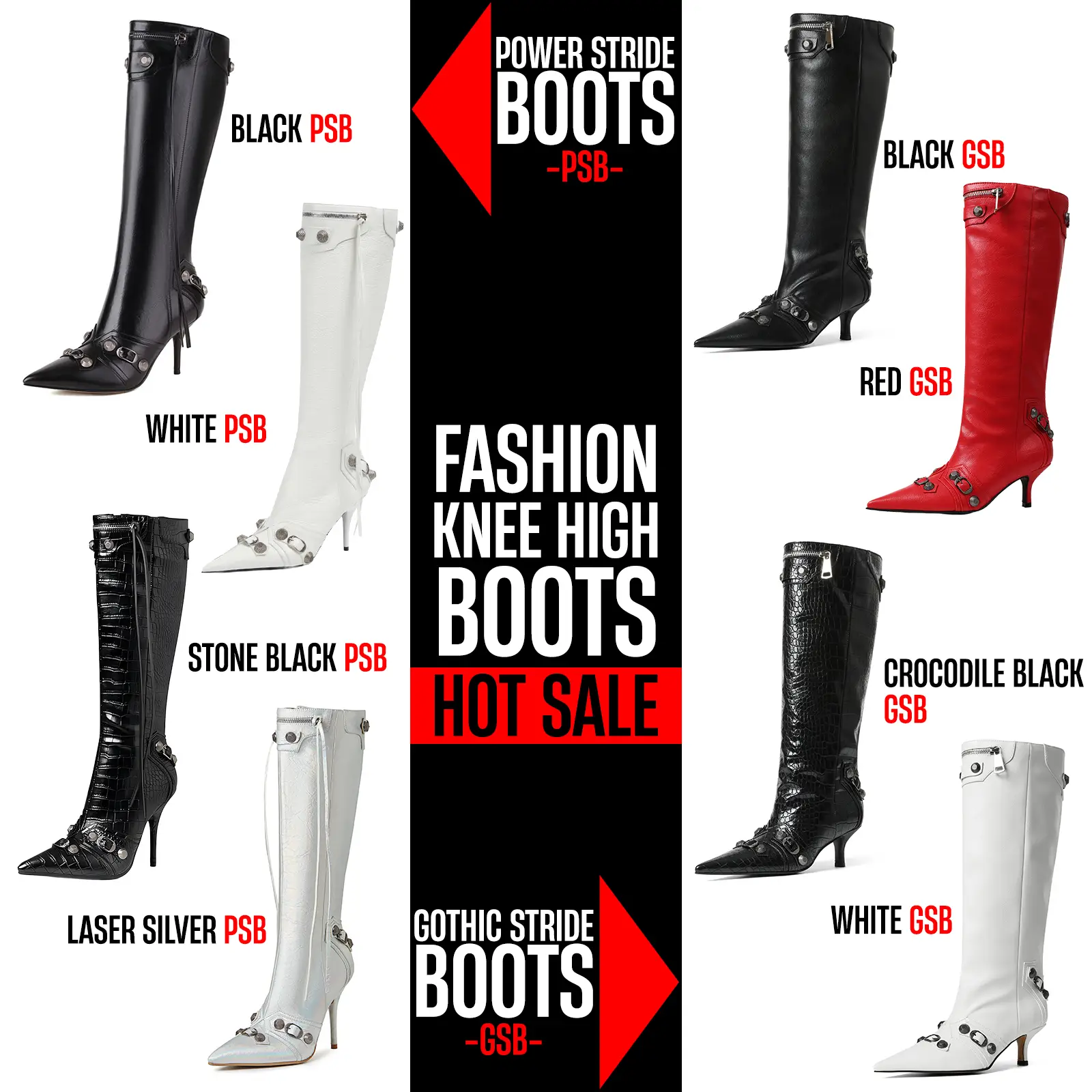 CELNEPHO Knee High Boots for Women Pointed Toe Fashion Side Zipper Stiletto Heel Rivet Tassel Dressy Stripper Heels Fall Boots StepUp Styles