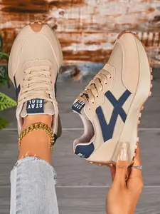 Spring New Retro Thick Sole Waist Trainer Shoes, Soft Bottom Non-Fatigue Casual Women's Shoes, Striped Textile Rubber Sole