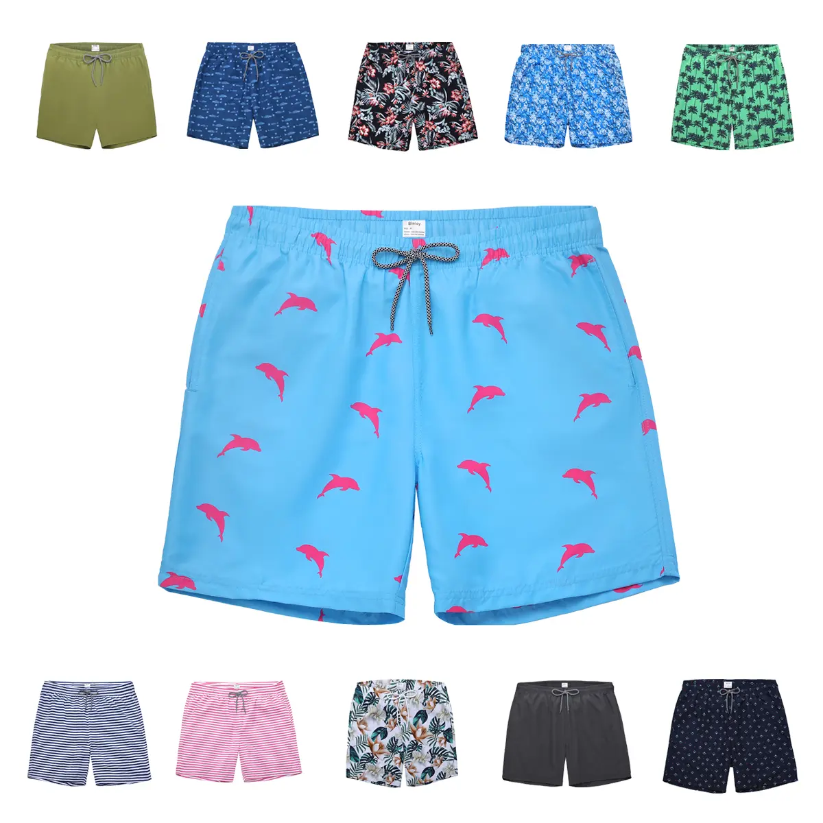 Men's Pineapple & Stripe Print Quick Dry Regular Fit Swim Trunks - Breathable Synthetic Activewear with Elastic Waistband, Mesh Lining, Pockets, Above the Knee Length, Machine Washable for Beach, Surfing, Clothing