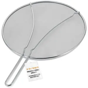 Stainless Steel Splatter Guard 13" Fine Mesh Cover, Grease & Oil, Splatter Screen for Frying Pan, Cooking Pots, with Resting Feet