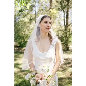 Two Tier Fingertip Length Juliet Cap Wedding Veil | Blusher Bridal Veil