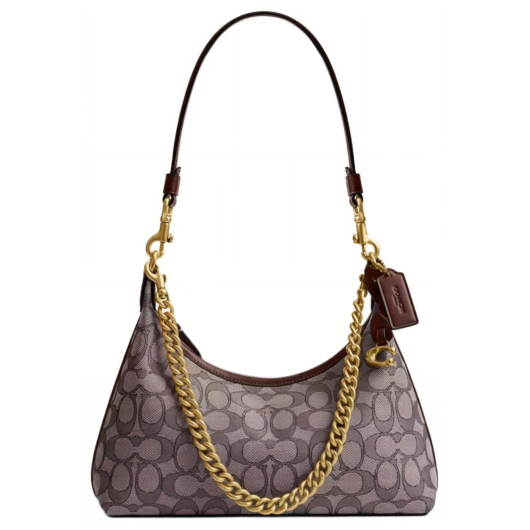 COACH Juliet 25 Signature Jacquard Cotton Single-Shoulder Medium Bag for Women in Oak Maple