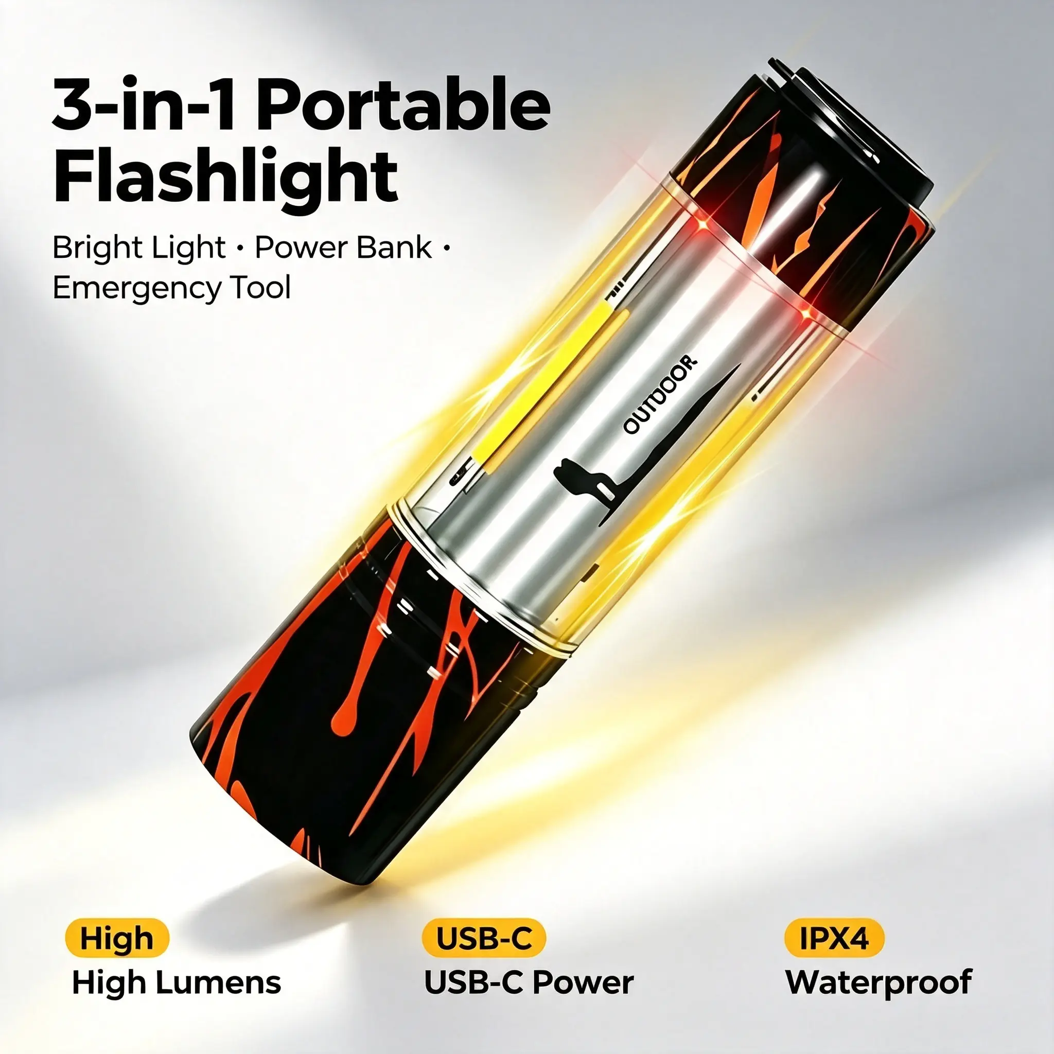 Compact High-Lumen Rechargeable Mini LED Camping Lantern - USB Charging, Adjustable Zoom, 6 Modes, Water Resistant, Hook-Mount Hanging Torch, 360 LED Multi-Panel Cordless Light for Outdoor Camping, Emergency Use