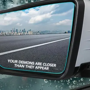 Car sticker, vinyl car mirror sticker "Your demons are closer than you think" - inspirational quote, for New Year and Valentine's Day gift, easy to apply, glass surface compatible, mirror decoration, eye-catching design, Sticker for cars