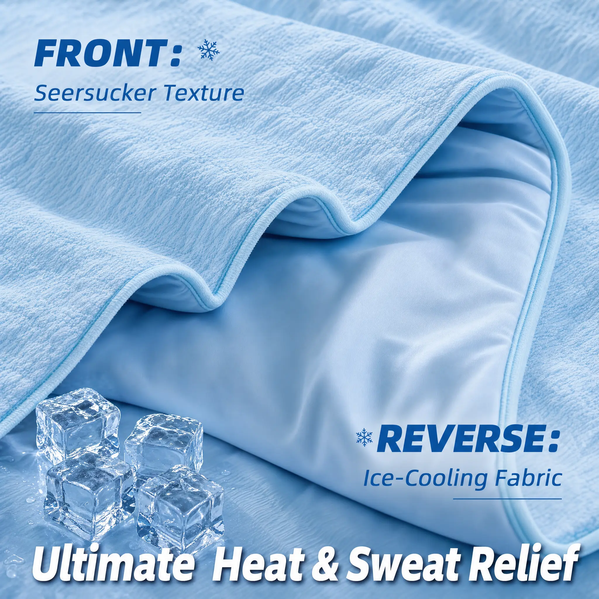 100% Cotton Seersucker Cooling Blanket for Hot Sleepers & Night Sweats, Double-Sided Cold Touch Summer Bed Blanket, Lightweight Breathable 100GSM Fill, Reversible Couch Blanket (Sage Green/Blue/Grey/White, Twin/Queen/King)