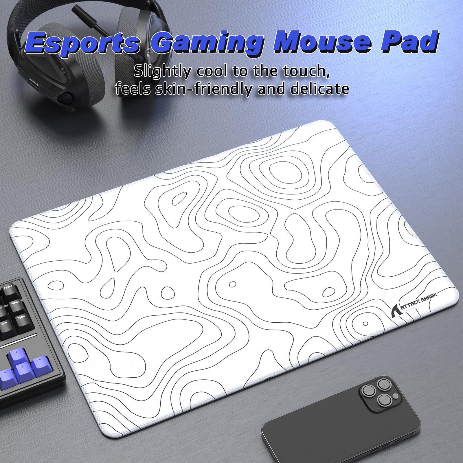 ATTACK SHARK CM02SE Gaming Mouse Pad, Non-Woven Texture Surface, Anti-Slip Rubber Base, Anti-Fraying Stitching Portable Mouse Mat for Mac/PC/Laptop Office&Gaming Accessories 410 * 310 * 4mm White