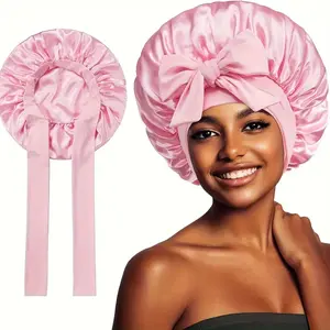 Satin Shower Caps for Women - Reusable Bath Caps, Hair Protection Wrap for Sleeping & Daily Haircare