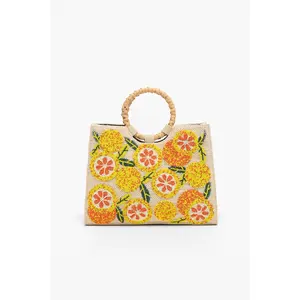 American & Beyond Orange Beaded shoulder bag