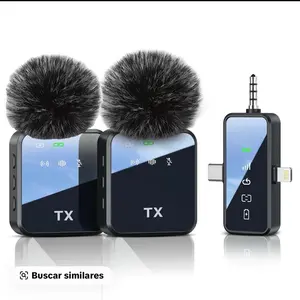 2 Pack Wireless Lavalier Microphone for iPhone android camera, 32ft Transmission 18 Hours Battery life, Mini microphone for record interview, vlogs YouTube