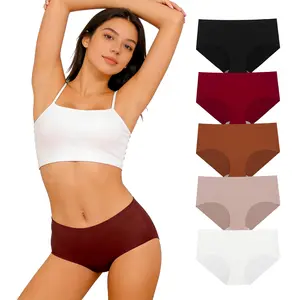 Women's Underwear 5-Pack Plus Size Hip Enhancer Exclusive Multi-Colored Soft & Comfortable Seamless Yoga Pants Ultra-Elastic Low-Rise Everyday Wear No Waist Compression Comfortable for Sports