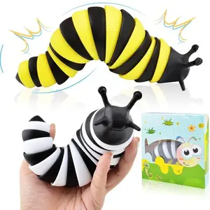 Cevioce Fidget Slug Toy Sensory Slug Fidget Toy for Kids & Adults 2 PCS Cute 3D Articulated Stim Toy Safe Hypoallergenic Odorless Exercise Wrist Strength Stress Relief Great Gift for ADHD Autism
