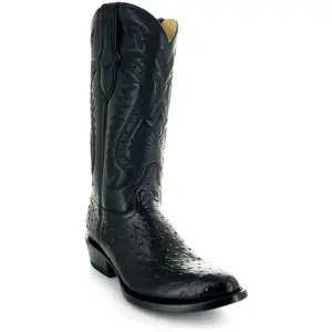Men's Black Ostrich Print Cowboy Boots (H7002)