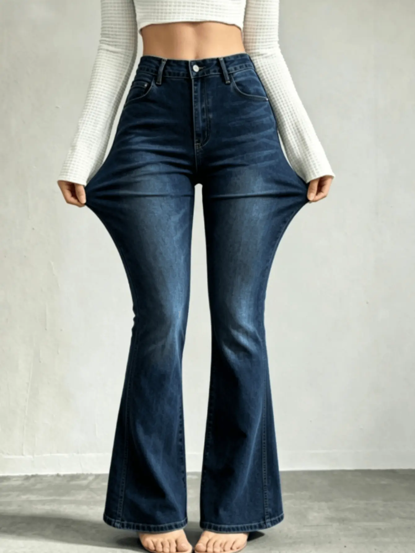 [plus size] WH53 High Waisted Stretchy Denim Jeans for Women, Flare Jeggings Bootcut Denim with Multi-Pockets ,Classic Women's Pants, Daily Urban Fashion Wear for All Seasons.