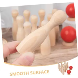 Adult Bowling Ball Set, 10 Heavy Solid Wood Pins & 2 Balls, Indoor Outdoor Mini Skittle Balls, Natural Wood No Odor, Hand-Eye Coordination Exercise