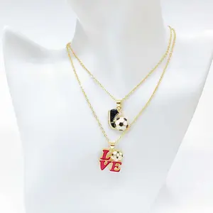 Football-themed copper pendant necklace. Perfect for football enthusiasts. Exclusive jewelry. Suitable for watching matches or daily wear