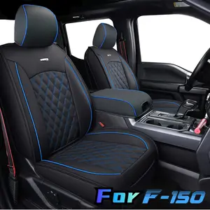 Leather Seat Covers Full Set for Ford F150F250F350F450(2015-2026)Waterproof Automotive Cushion Covers for Pick-Up Trucks Custom Fit for F150 SuperCrew&F250–F450 Super Duty Crew Cab