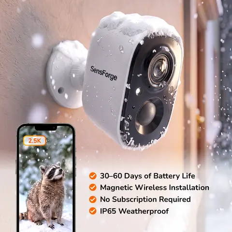 【Big Sales】SensForge 2.5K Magnetic Security Battery Camera - Wi-Fi, AI Human & Pet Detection, Spotlight Color Night Vision, Magnetic & Wall Mount Installation, 2-Way Audio, SD Storage Option, AI Upgrade, Manual Control, International Compatibility