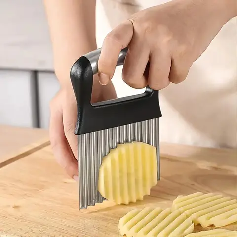1 Piece Potato Crinkle Cutter, Durable Vegetable Slicer, Stainless Steel Potato Slicer Potato Wave Cutter, Kitchen Supplies, Kitchen Gadgets