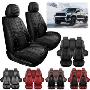 Fits For Toyota Tundra 2008-2021 2022 2023 2024 Car 5 Seat Covers Full Set, Premium Napa Leather Full Surround Design with Storage Bag, Front & Rear Seat Split Rear Benches Cushion Non-Slip Protector Pad Mat, Auto Vehicle Interior Decoration Accessories