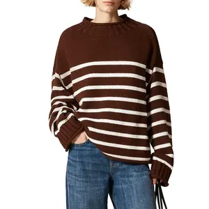 MaLinfandor Women's Oversized Crew Neck Knit Sweater Long Sleeve Loose Pullover Cozy Casual Tops for Fall & Winter Elegant Chic Knitted Fabric