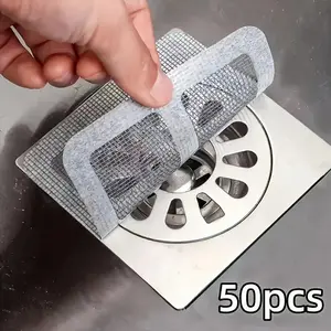 Disposable Shower Drain Hair Catcher, 50pcs/set Disposable Shower Drain Hair Catcher, Bathroom Sink Strainer, Bathroom Accessories, Drain Protector, Drain Cover