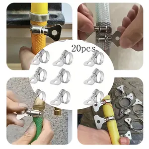 20-Piece Stainless Steel Expandable Hose Clamps Set, Durable T-Shape Bolt Air Water Fuel Tube Fasteners, Versatile Plumbing Accessories